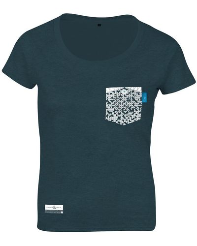 Anchor and Crew Steel Organic Cotton Digit Print T-shirt - Blue