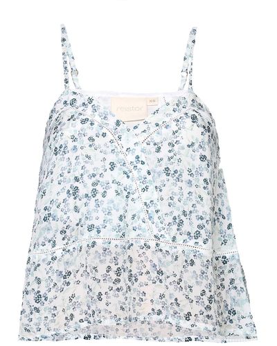 REISTOR V-neck Poetry Camisole With Lace - Blue