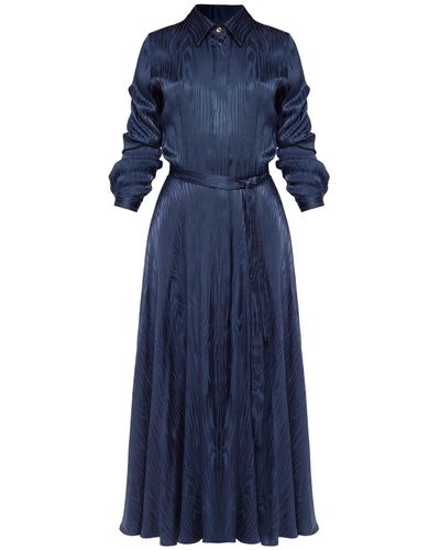 UNDRESS Paola Jacquard Viscose Midi Shirt Dress - Blue