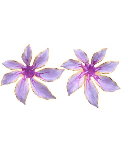 The Pink Reef Tropic Earring In Mauve - Purple