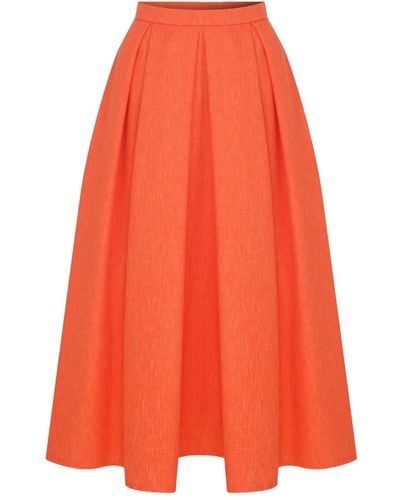 NAZLI CEREN June Midi Skirt In Spicy Orange