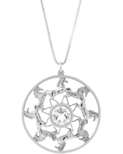 Lee Renee Wild Horses Topaz Medallion Necklace - Metallic