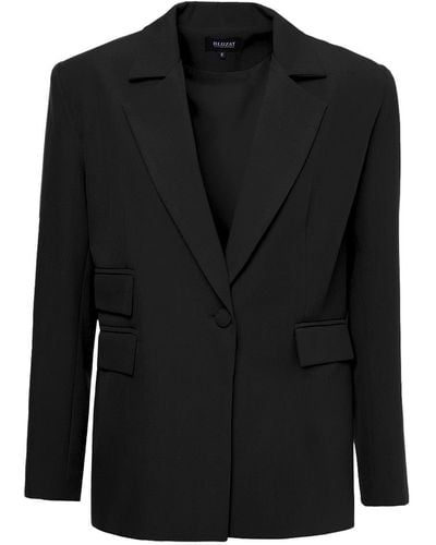 BLUZAT Regular Blazer With Double Pocket - Black