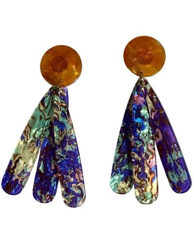 CLOSET REHAB Petal Drop Earrings In Waterlily - Blue
