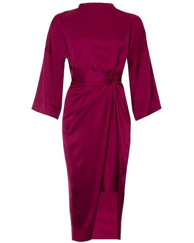 Roses Are Red Reina Dress In Magenta - Multicolor