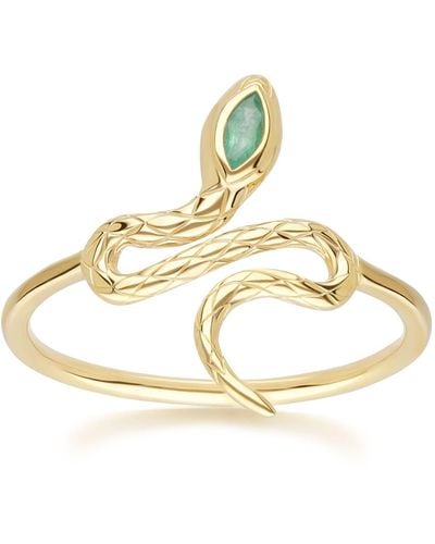 Gemondo Emerald Winding Snake Ring In Yellow Gold - Metallic