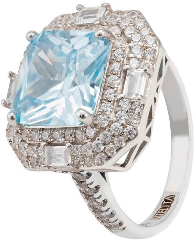 LÁTELITA London Anastasia Gemstone Cocktail Ring Silver Blue Topaz