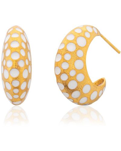 Milou Jewelry Perforated Hoop Earrings - White