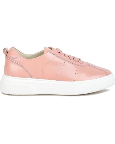 Rag & Co Magull Solid Lace Up Leather Sneakers In Pink
