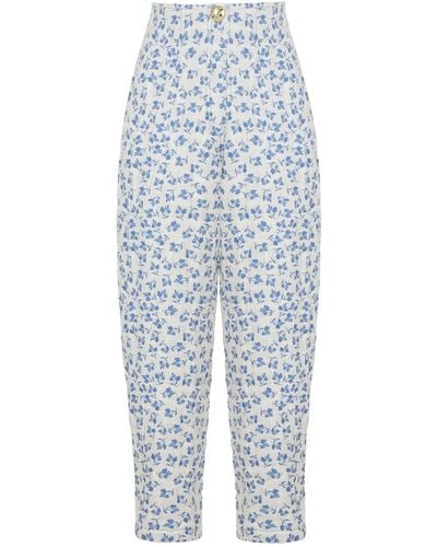 Nocturne Floral Quilted Trousers - Blue