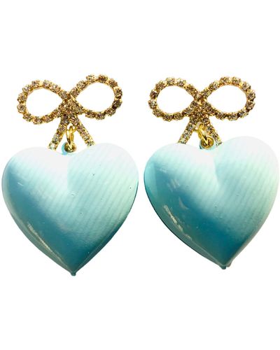 The Pink Reef Crystal Heart In Light - Blue