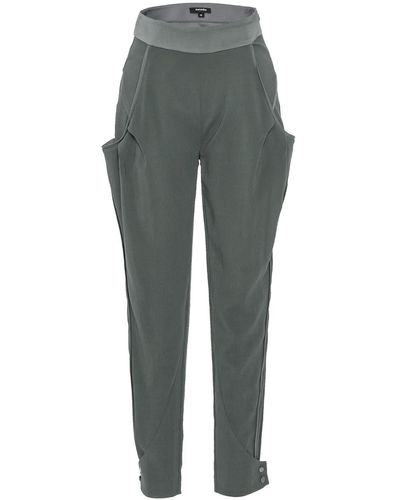 Smart and Joy Bi-material Tapered Trousers - Grey