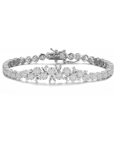 Genevive Jewelry Lierre Fleur Tennis Bracelet - White
