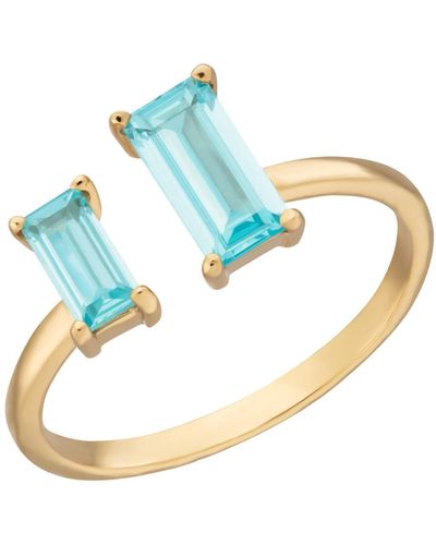 Scream Pretty Gold Aquamarine Open Cocktail Ring - Blue