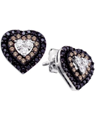 Cosanuova Diamond Heart Cluster Earrings In 14k Gold - Black