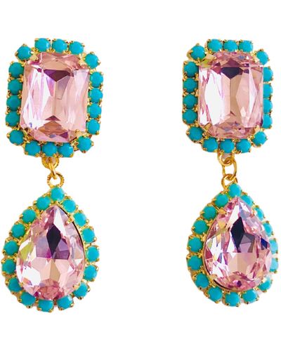 The Pink Reef Jewel Drop In Pink And Turquoise - Multicolor