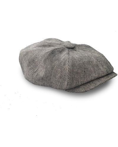 Mister Miller - Master Hatter Rileys Shade Baker Boy Hat In Herringbone Irish Linen - Grey