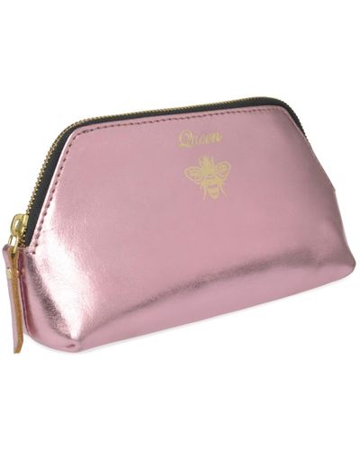 VIDA VIDA Solar Metallic Pink Leather Make-up Bag