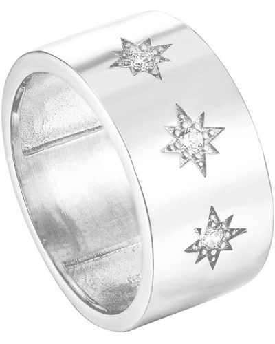 SEOL + GOLD Ecoated Sterling Triple Cz Wide Band - White