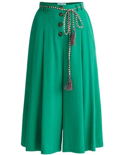 Paisie Pleated Lyocell Culottes - Green