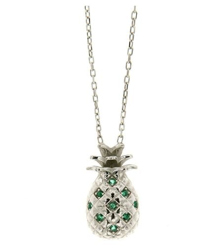 Cosanuova Sterling Silver Pineapple Emerald Necklace - White