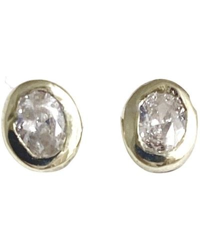 Lily Flo Jewellery Capella Oval Cut Diamond Stud Earrings - Metallic