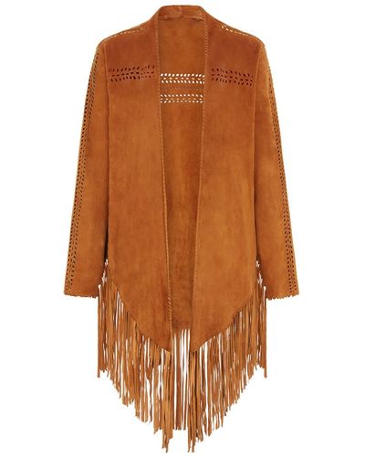 House of Dharma The Bardot Suede Jacket - Brown