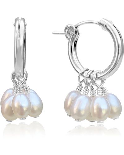 Kiri & Belle Harlow Pearl Cluster Hoop Sterling Earrings - White