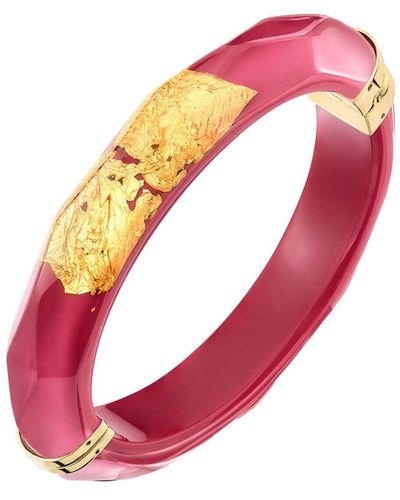 Gold & Honey 24k Gold Leaf Thin Lucite Bangle In Pink
