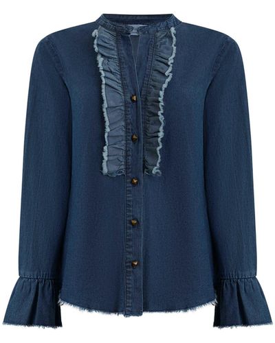 James Lakeland Denim Ruched Shirt - Blue