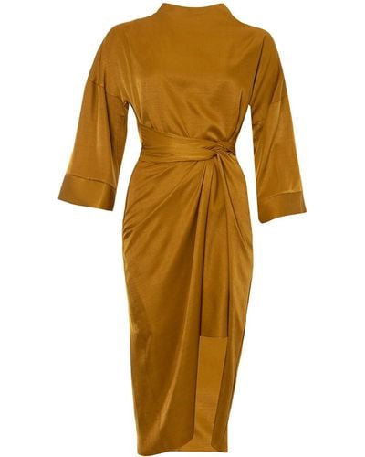 Roses Are Red Reina Dress In Mustard - Multicolor