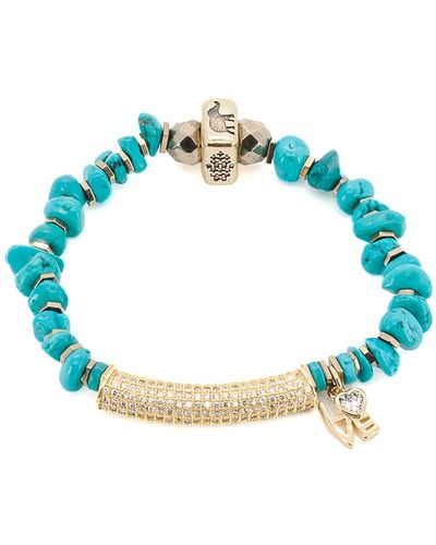 Ebru Jewelry Diamond & Turquoise Love Symbol Beaded Bracelet - Blue