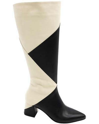 Stivali New York Bari Boots In Black And Ivory Leather