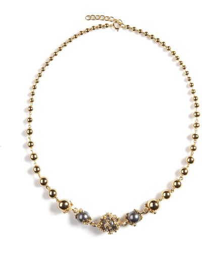 Kasun Orb & Three Pearls Full Necklace - Metallic