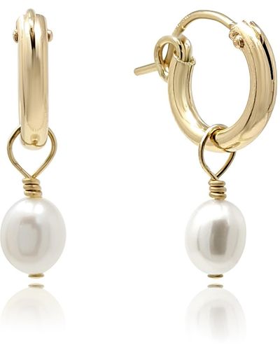 Kiri & Belle Small Baroque Pearl huggie Hoop Earrings - Metallic