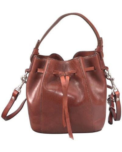 Rimini Genuine Leather Bucket Bag Susanna - Brown