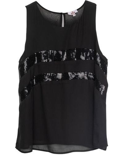 Niza Sleeveless Blouse With Sequin Detail - Black