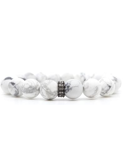 Shar Oke White Howlite & Diamonds Beaded Bracelet