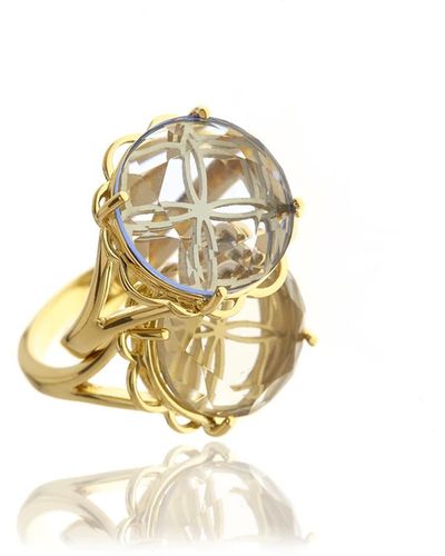 Georgina Jewelry Gold Grey Signature Crystal Ring - Metallic