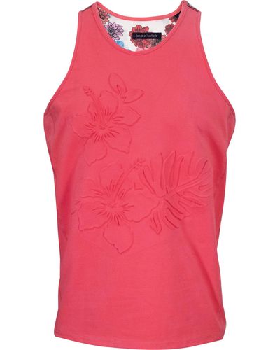 lords of harlech Tedford Embossed Floral Tank - Red