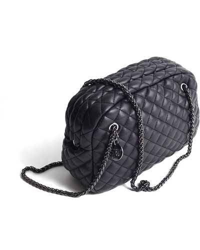 SJW BAGS LONDON Carlton Vegan Leather Quilted Handbag In - Grey