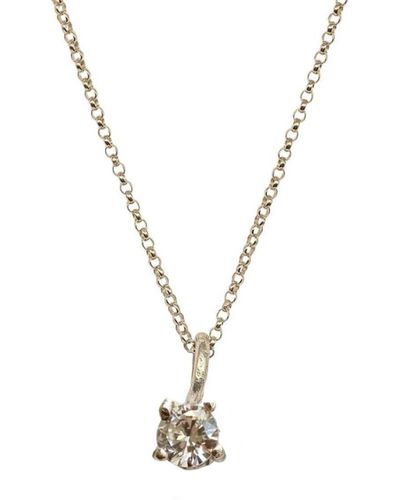 Lily Flo Jewellery Claw Set Brilliant Cut Diamond Pendant Necklace - Metallic