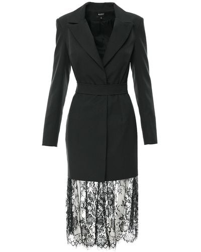 BLUZAT Blazer Dress With Lace Hem - Black