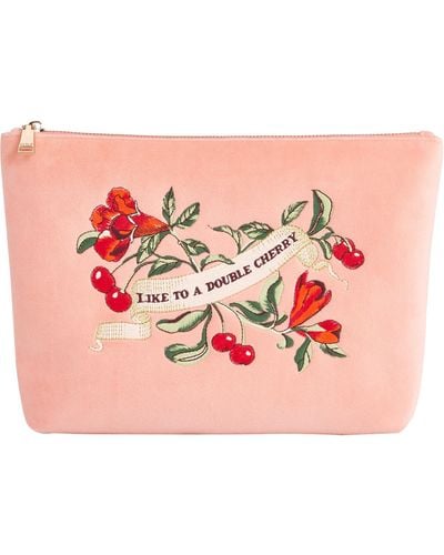 Fable England Fable Midsummer Dream Cherry Embroidered Peach Velvet - Pink