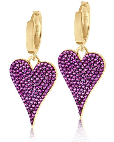 SHYMI Pave Heart Earrings - Purple