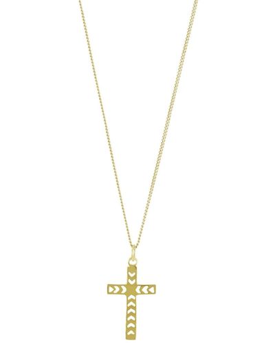 Wolf and Zephyr Native American Cross Necklace Vermeil - Metallic