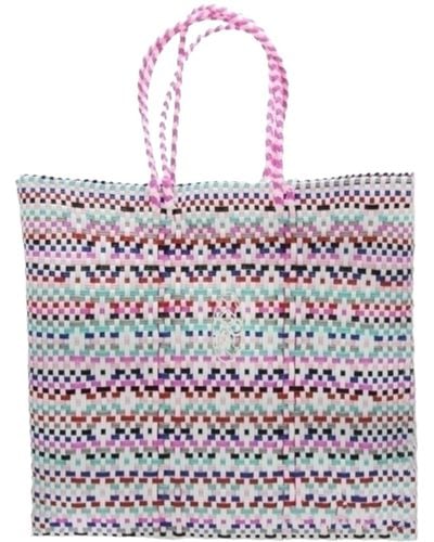 Lolas Bag Medium Pink Patterned Tote Bag Shoulder Strap - Multicolour