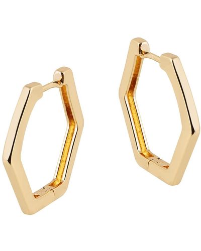 Amadeus Bella Hexagonal Hoop Earrings - Metallic