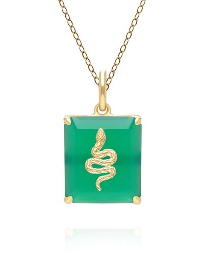 Gemondo Green Chalcedony Snake Pendant In Gold Plated Sterling Silver