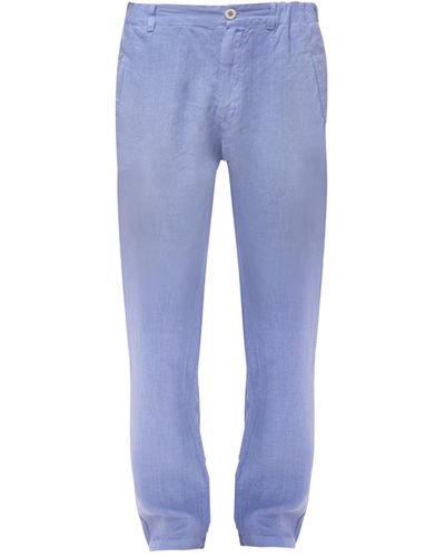 Haris Cotton Solid Slant Pocket Straight Leg Linen Pants-regatta - Blue